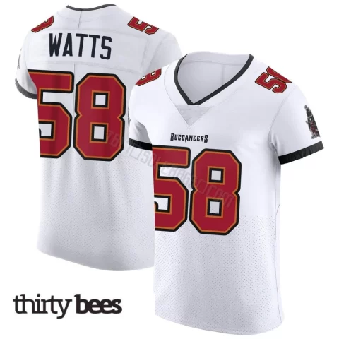 Markees Watts ＃58 Tampa Bay Buccaneers Men's Elite White Vapor Jersey