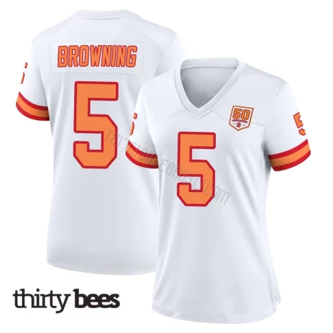 Jake Browning ＃5 Tampa Bay Buccaneers Women's Game White '76 50th Season Jersey