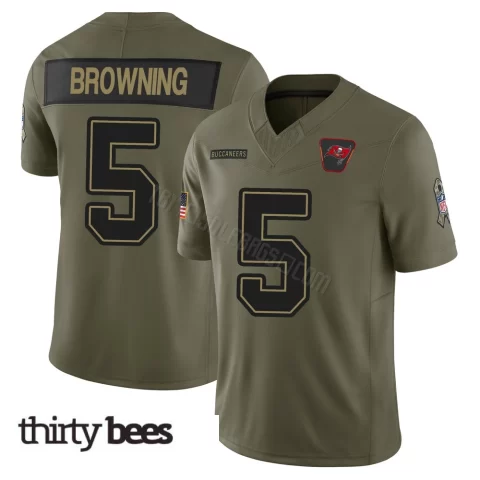 Jake Browning ＃5 Tampa Bay Buccaneers Youth Limited Olive 2025 Salute to Service Jersey
