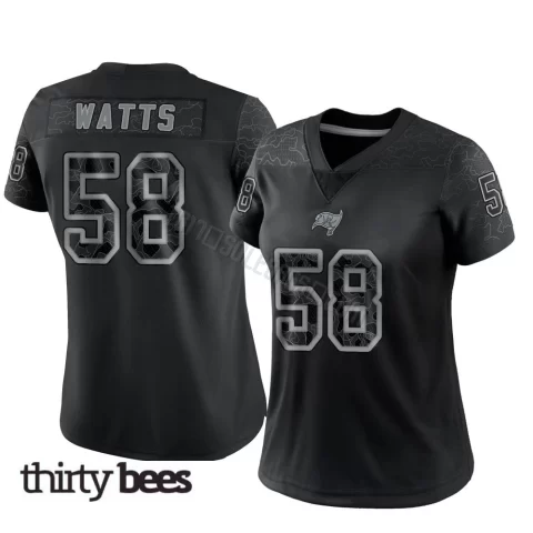 Markees Watts ＃58 Tampa Bay Buccaneers Women's Limited Black Reflective Jersey