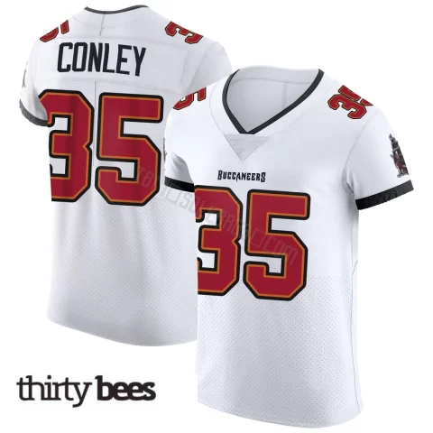 Ja'Qurious Conley ＃35 Tampa Bay Buccaneers Men's Elite White Vapor Jersey