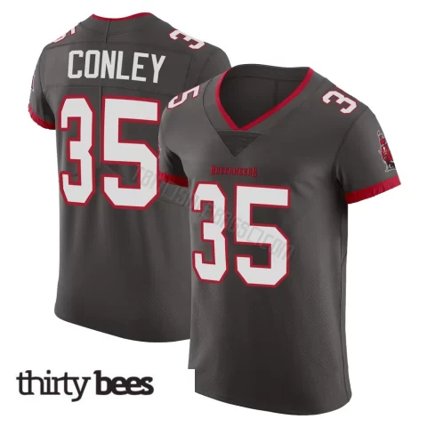 Ja'Qurious Conley ＃35 Tampa Bay Buccaneers Men's Elite Pewter Alternate Vapor Jersey