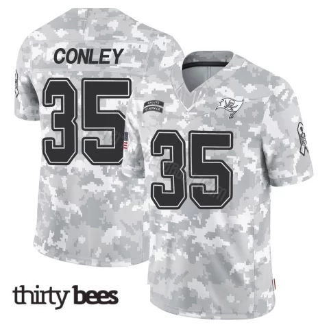 Ja'Qurious Conley ＃35 Tampa Bay Buccaneers Men's Limited Arctic Camo 2024 Salute to Service Jersey
