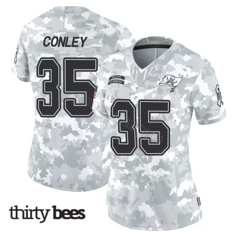 Ja'Qurious Conley ＃35 Tampa Bay Buccaneers Women's Limited Arctic Camo 2024 Salute to Service Jersey