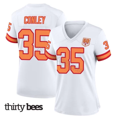 Ja'Qurious Conley ＃35 Tampa Bay Buccaneers Women's Game White '76 50th Season Jersey