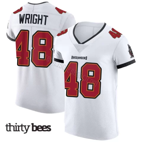 Javin Wright ＃48 Tampa Bay Buccaneers Men's Elite White Vapor Jersey