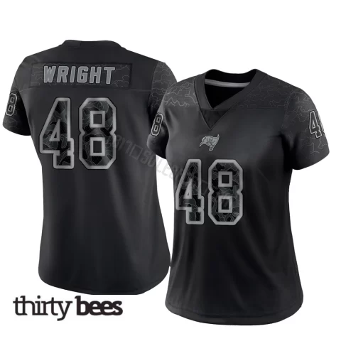 Javin Wright ＃48 Tampa Bay Buccaneers Women's Limited Black Reflective Jersey
