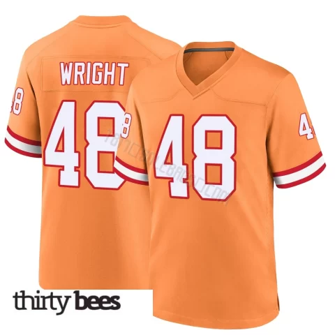 Javin Wright ＃48 Tampa Bay Buccaneers Men's Game Orange Throwback Jersey