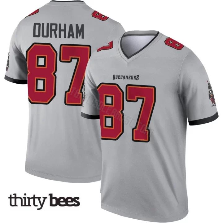 Payne Durham ＃87 Tampa Bay Buccaneers Youth Legend Gray Inverted Jersey