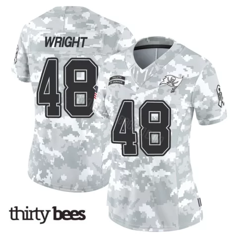 Javin Wright ＃48 Tampa Bay Buccaneers Women's Limited Arctic Camo 2024 Salute to Service Jersey