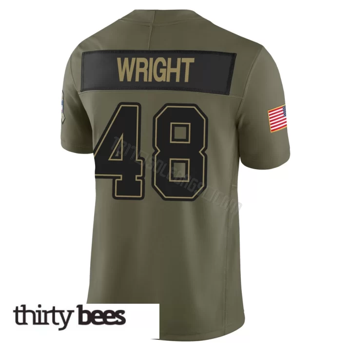 Javin Wright ＃48 Tampa Bay Buccaneers Youth Limited Olive 2025 Salute to Service Jersey