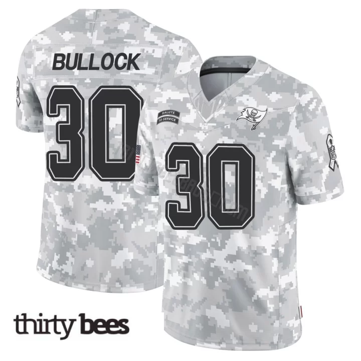 John Bullock ＃30 Tampa Bay Buccaneers Youth Limited Arctic Camo 2024 Salute to Service Jersey