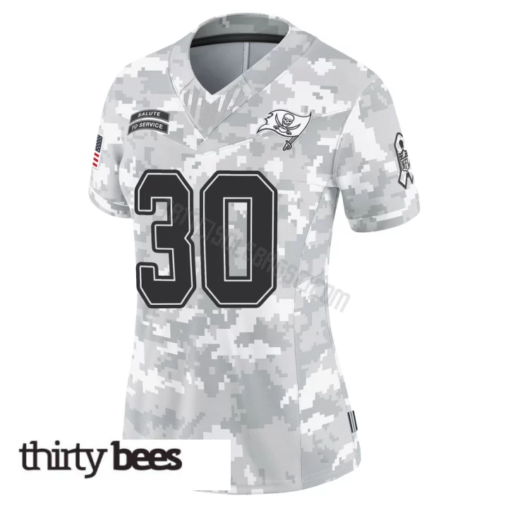 John Bullock ＃30 Tampa Bay Buccaneers Women's Limited Arctic Camo 2024 Salute to Service Jersey