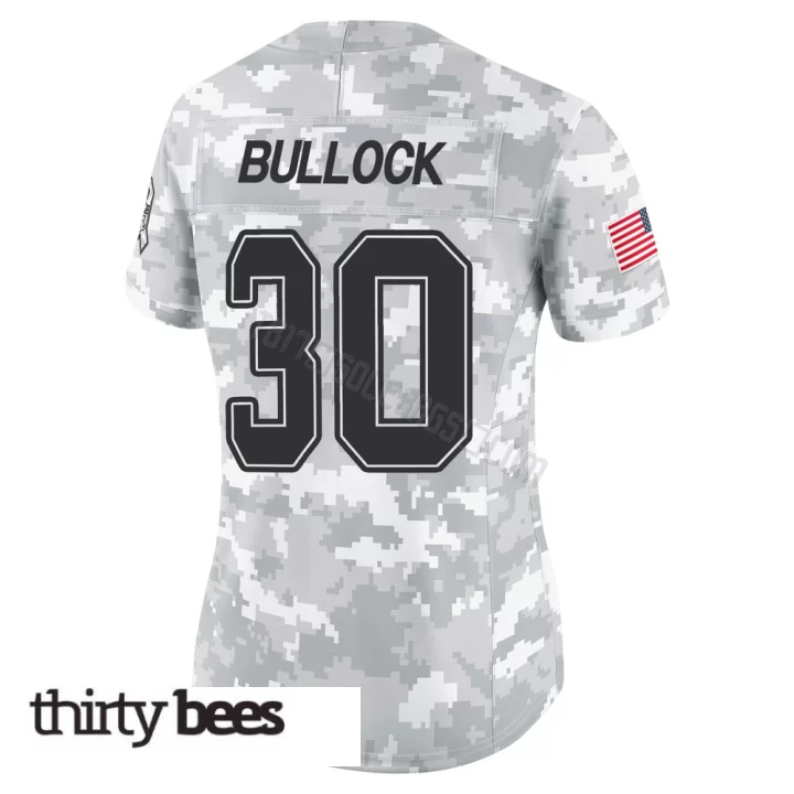 John Bullock ＃30 Tampa Bay Buccaneers Women's Limited Arctic Camo 2024 Salute to Service Jersey