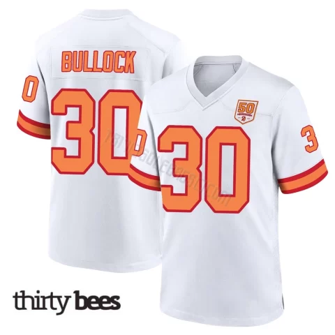 John Bullock ＃30 Tampa Bay Buccaneers Men's Game White '76 50th Season Jersey
