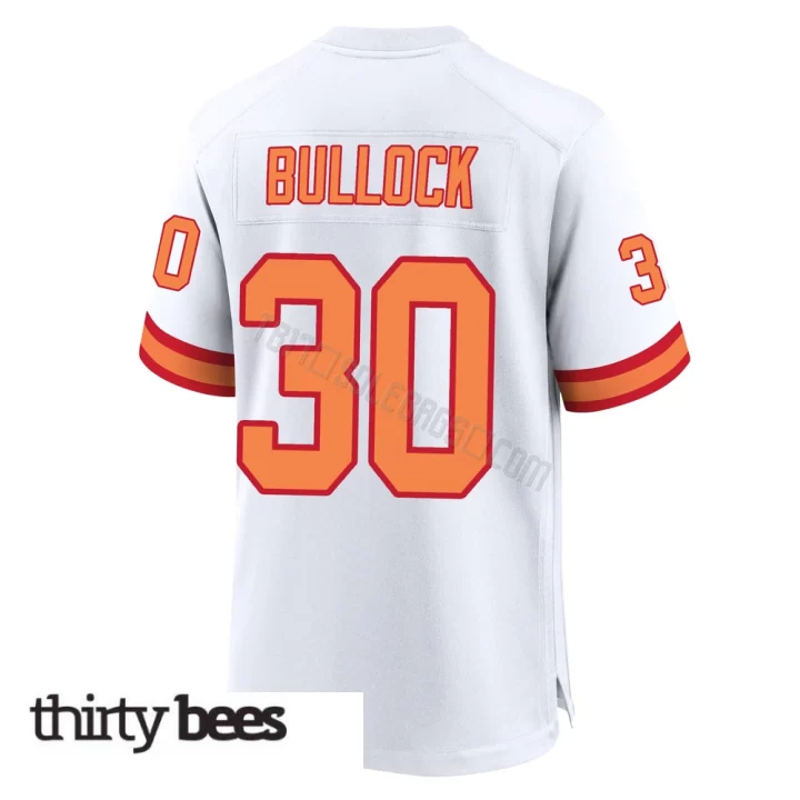 John Bullock ＃30 Tampa Bay Buccaneers Men's Game White '76 50th Season Jersey