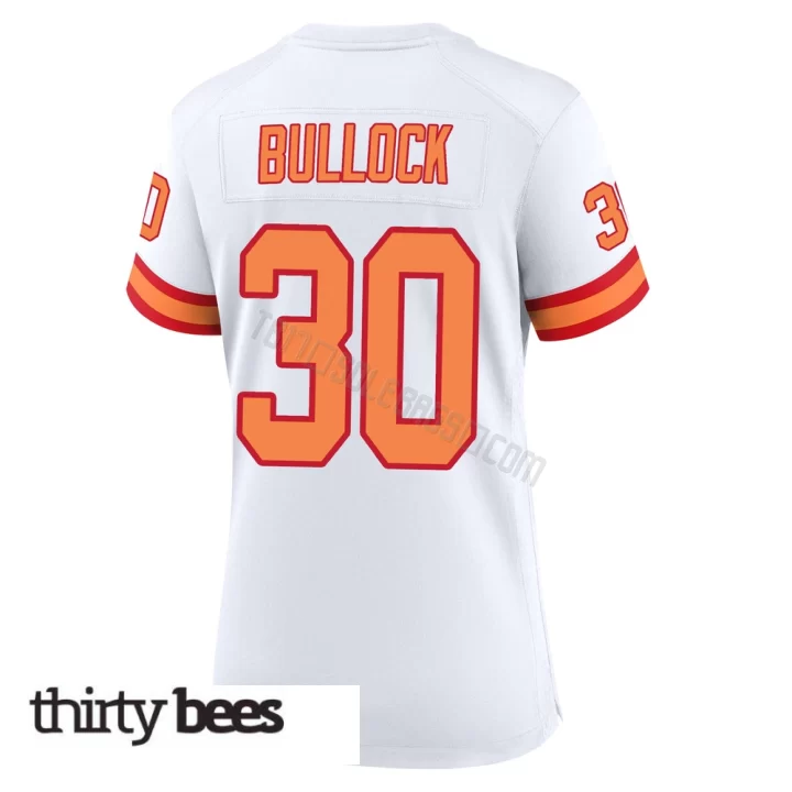 John Bullock ＃30 Tampa Bay Buccaneers Women's Game White '76 50th Season Jersey