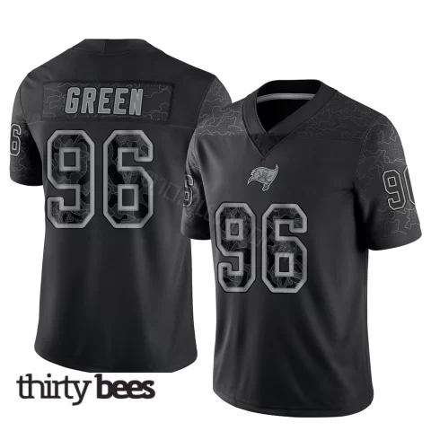 Josiah Green ＃96 Tampa Bay Buccaneers Men's Limited Black Reflective Jersey