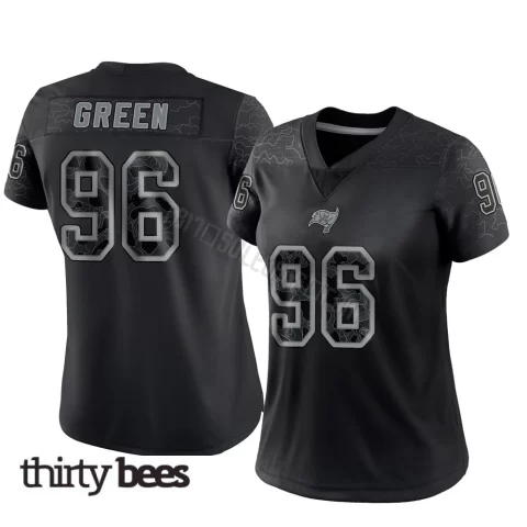 Josiah Green ＃96 Tampa Bay Buccaneers Women's Limited Black Reflective Jersey