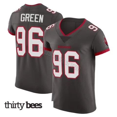 Josiah Green ＃96 Tampa Bay Buccaneers Men's Elite Pewter Alternate Vapor Jersey