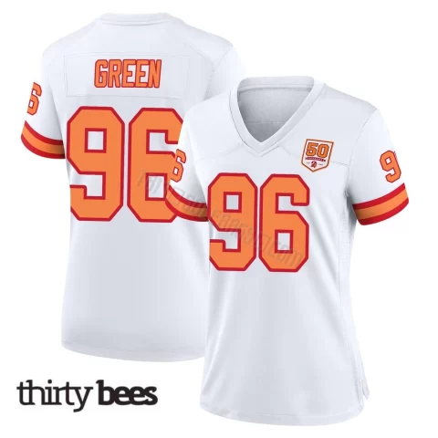 Josiah Green ＃96 Tampa Bay Buccaneers Women's Game White '76 50th Season Jersey