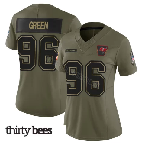 Josiah Green ＃96 Tampa Bay Buccaneers Women's Limited Olive 2025 Salute to Service Jersey