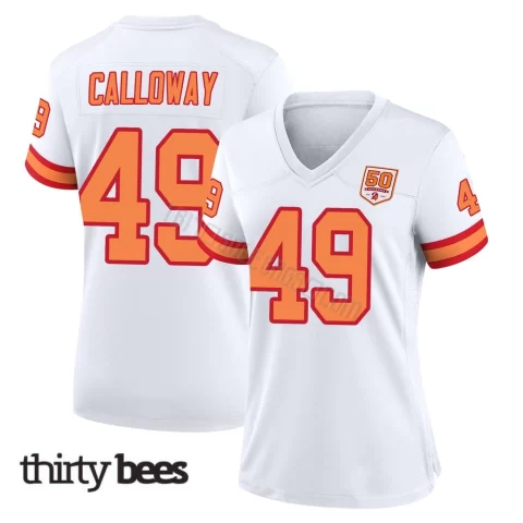 Kadarius Calloway ＃49 Tampa Bay Buccaneers Women's Game White '76 50th Season Jersey
