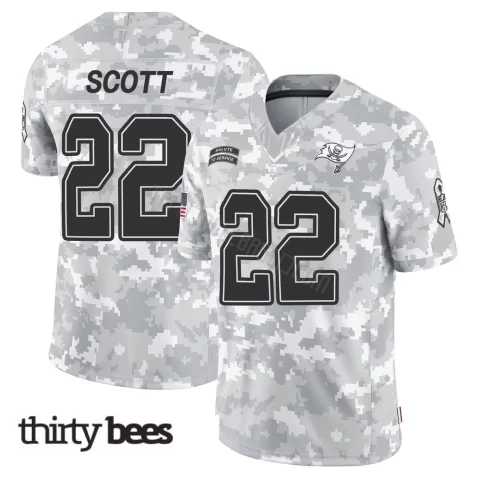 Keionte Scott ＃22 Tampa Bay Buccaneers Youth Limited Arctic Camo 2024 Salute to Service Jersey