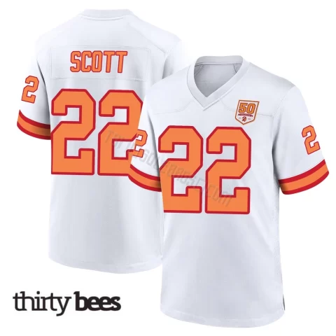 Keionte Scott ＃22 Tampa Bay Buccaneers Youth Game White '76 50th Season Jersey