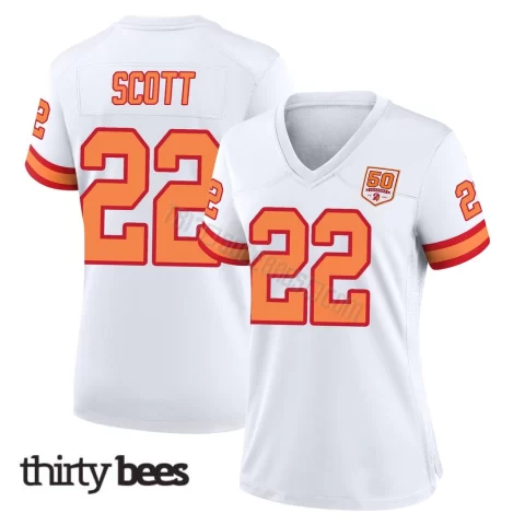 Keionte Scott ＃22 Tampa Bay Buccaneers Women's Game White '76 50th Season Jersey