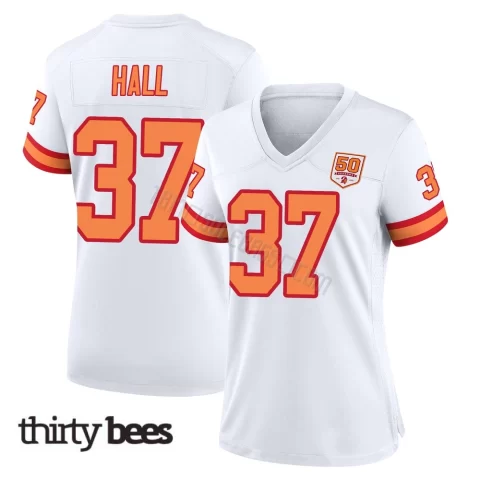 Kemon Hall ＃37 Tampa Bay Buccaneers Women's Game White '76 50th Season Jersey