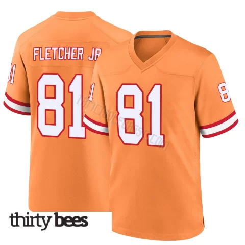 Kenny Fletcher Jr. ＃81 Tampa Bay Buccaneers Men's Game Orange Throwback Jersey