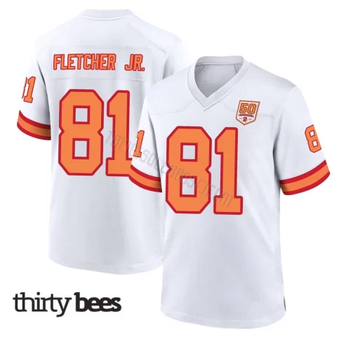 Kenny Fletcher Jr. ＃81 Tampa Bay Buccaneers Youth Game White '76 50th Season Jersey