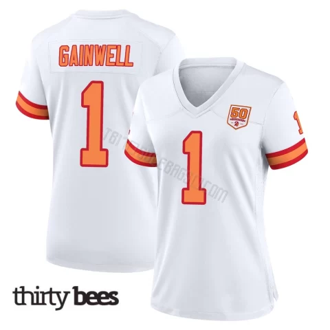 Kenny Gainwell ＃1 Tampa Bay Buccaneers Women's Game White '76 50th Season Jersey
