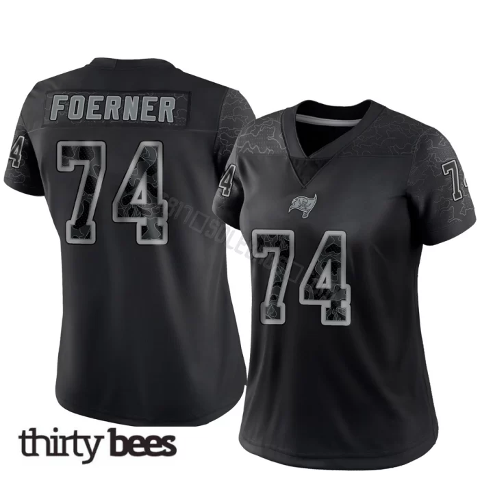 Marshall Foerner ＃74 Tampa Bay Buccaneers Women's Limited Black Reflective Jersey