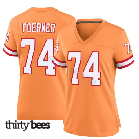 Marshall Foerner ＃74 Tampa Bay Buccaneers Women's Game Orange Throwback Jersey