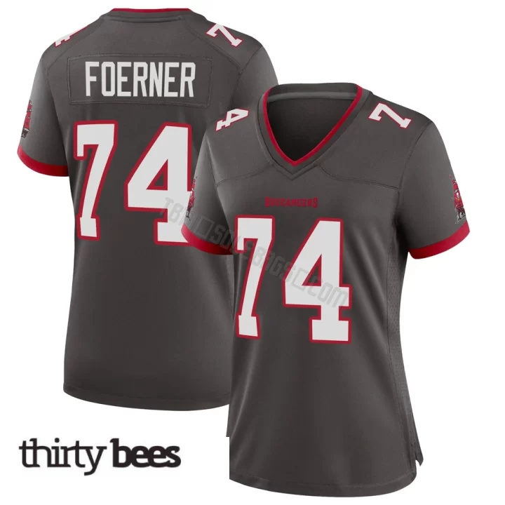 Marshall Foerner ＃74 Tampa Bay Buccaneers Women's Game Pewter Alternate Jersey