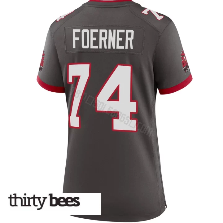Marshall Foerner ＃74 Tampa Bay Buccaneers Women's Game Pewter Alternate Jersey
