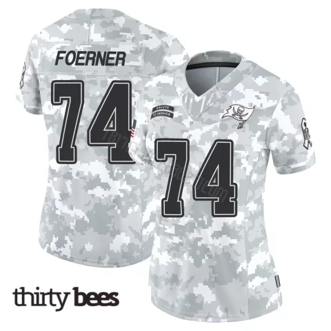 Marshall Foerner ＃74 Tampa Bay Buccaneers Women's Limited Arctic Camo 2024 Salute to Service Jersey