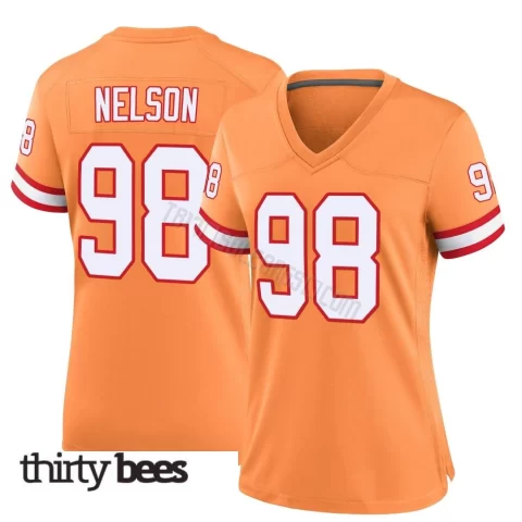 Anthony Nelson ＃98 Tampa Bay Buccaneers Women's Game Orange Throwback Jersey
