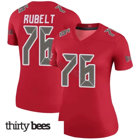 Paul Rubelt ＃76 Tampa Bay Buccaneers Women's Legend Red Color Rush Jersey