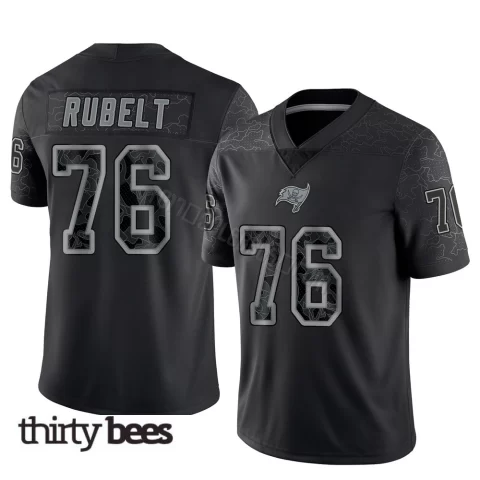 Paul Rubelt ＃76 Tampa Bay Buccaneers Men's Limited Black Reflective Jersey