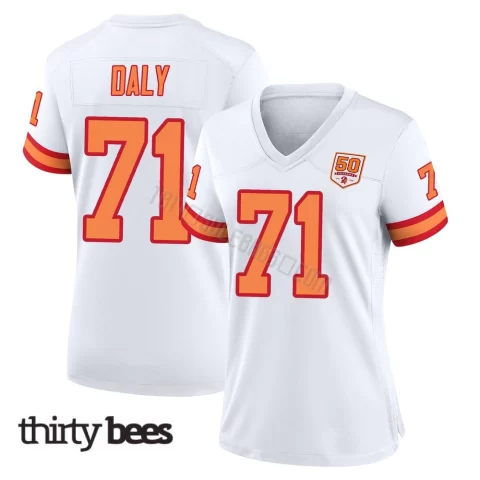 Scott Daly ＃71 Tampa Bay Buccaneers Women's Game White '76 50th Season Jersey
