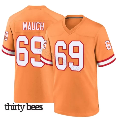 Cody Mauch ＃69 Tampa Bay Buccaneers Men's Game Orange Throwback Jersey