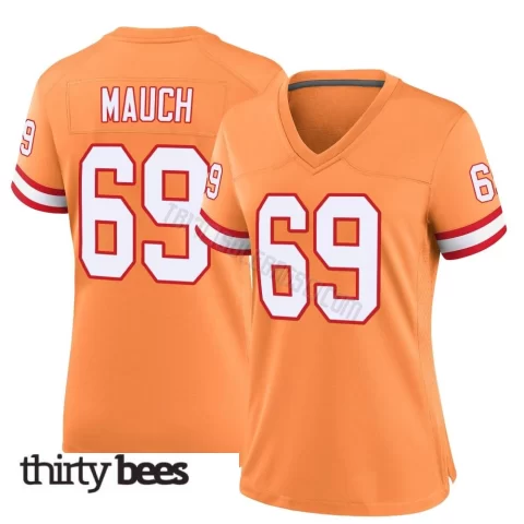 Cody Mauch ＃69 Tampa Bay Buccaneers Women's Game Orange Throwback Jersey