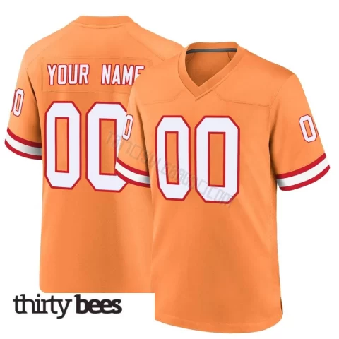Custom ＃00 Tampa Bay Buccaneers Youth Game Orange Throwback Jersey