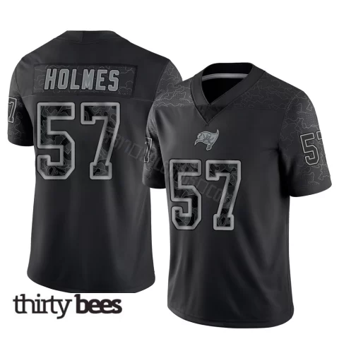 Yasir Holmes ＃57 Tampa Bay Buccaneers Men's Limited Black Reflective Jersey