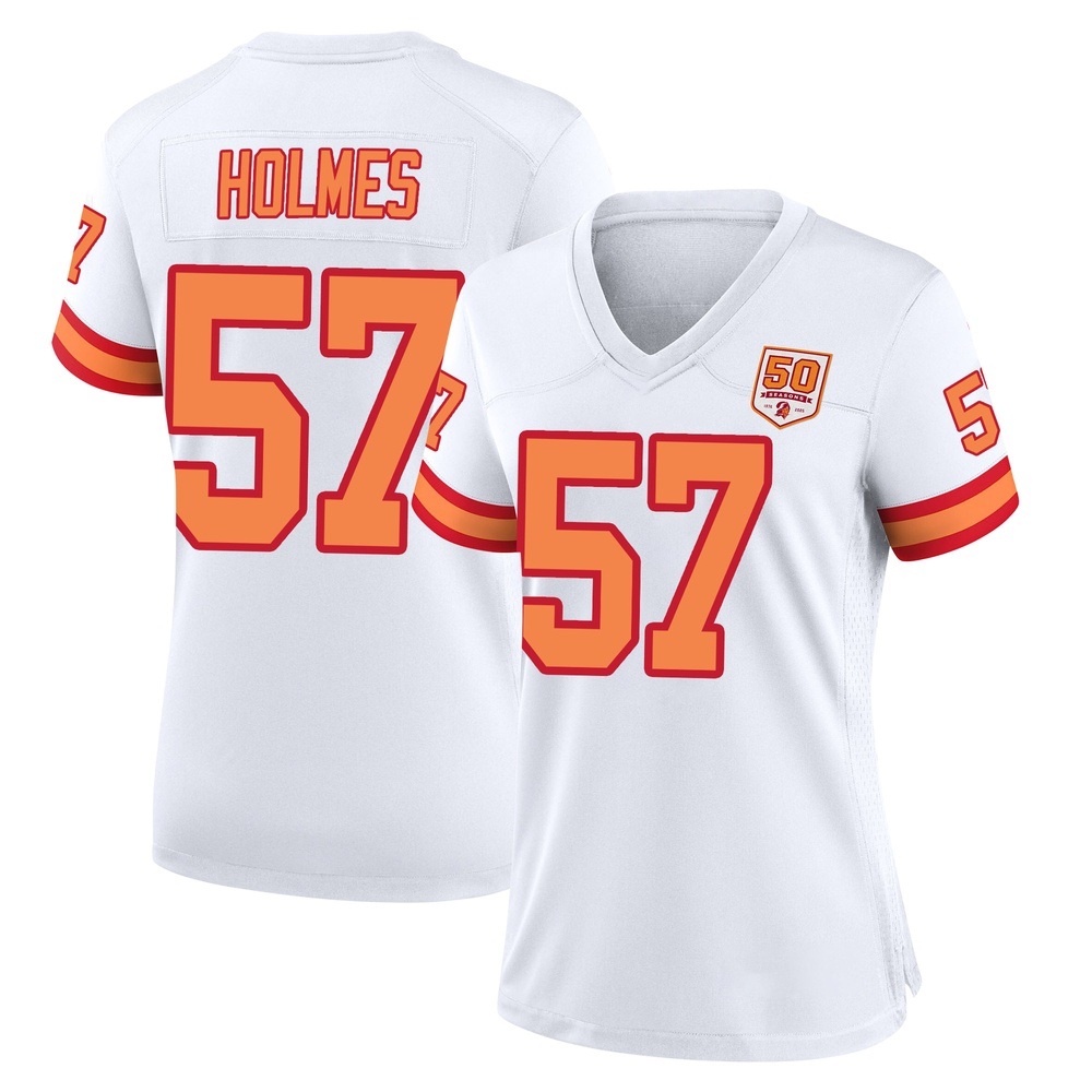 Yasir Holmes ＃57 Tampa Bay Buccaneers Women's Game White '76 50th Season Jersey