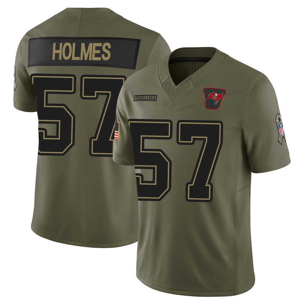 Yasir Holmes ＃57 Tampa Bay Buccaneers Men's Limited Olive 2025 Salute to Service Jersey