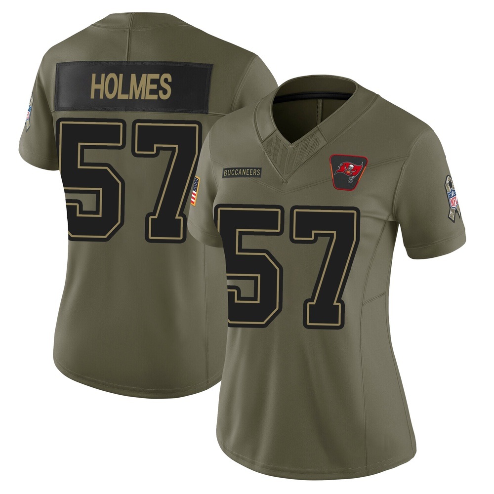 Yasir Holmes ＃57 Tampa Bay Buccaneers Women's Limited Olive 2025 Salute to Service Jersey
